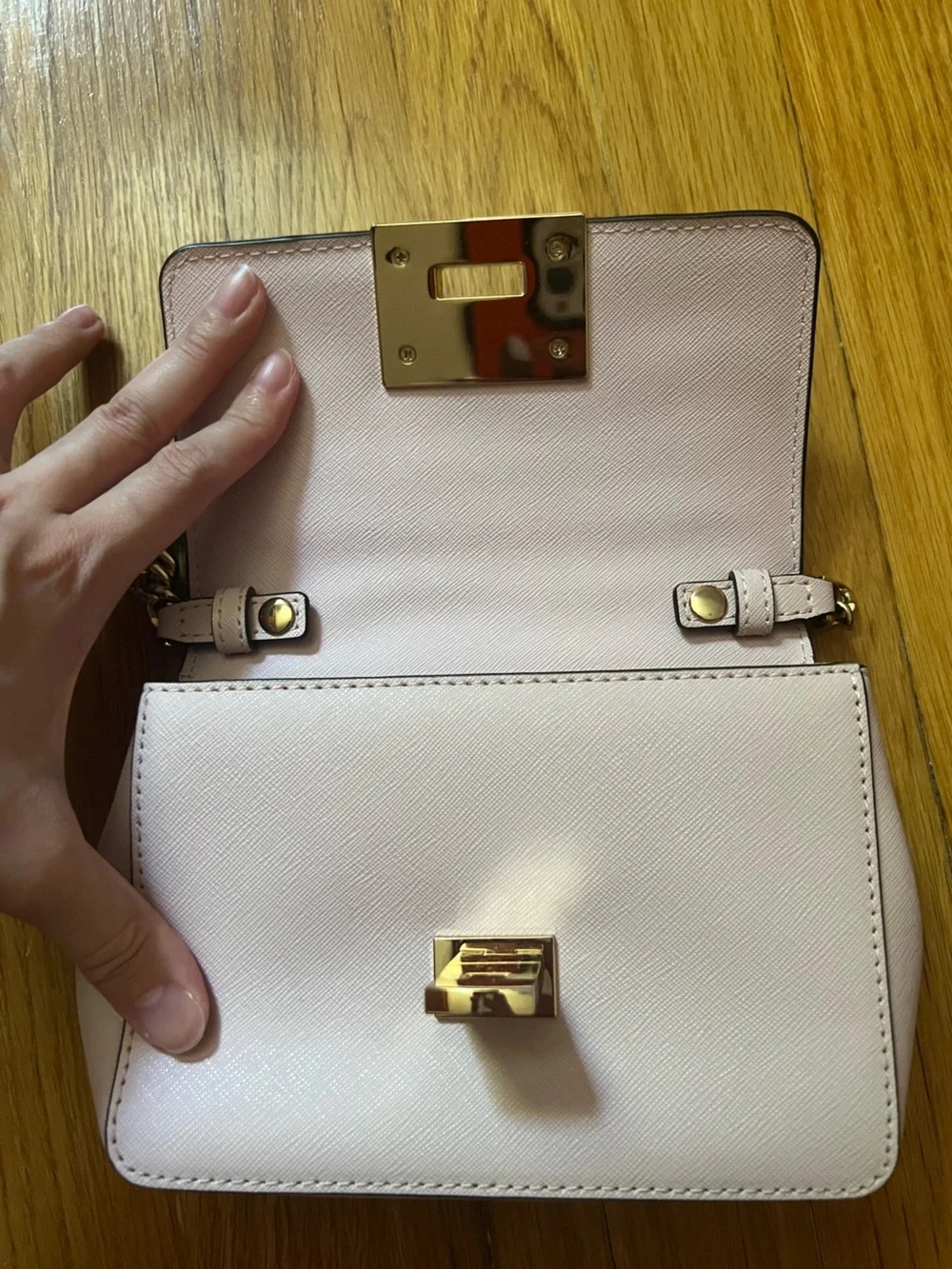 Michael Kors Black and Light Pink Leather Crossbody Duo BUNDLE